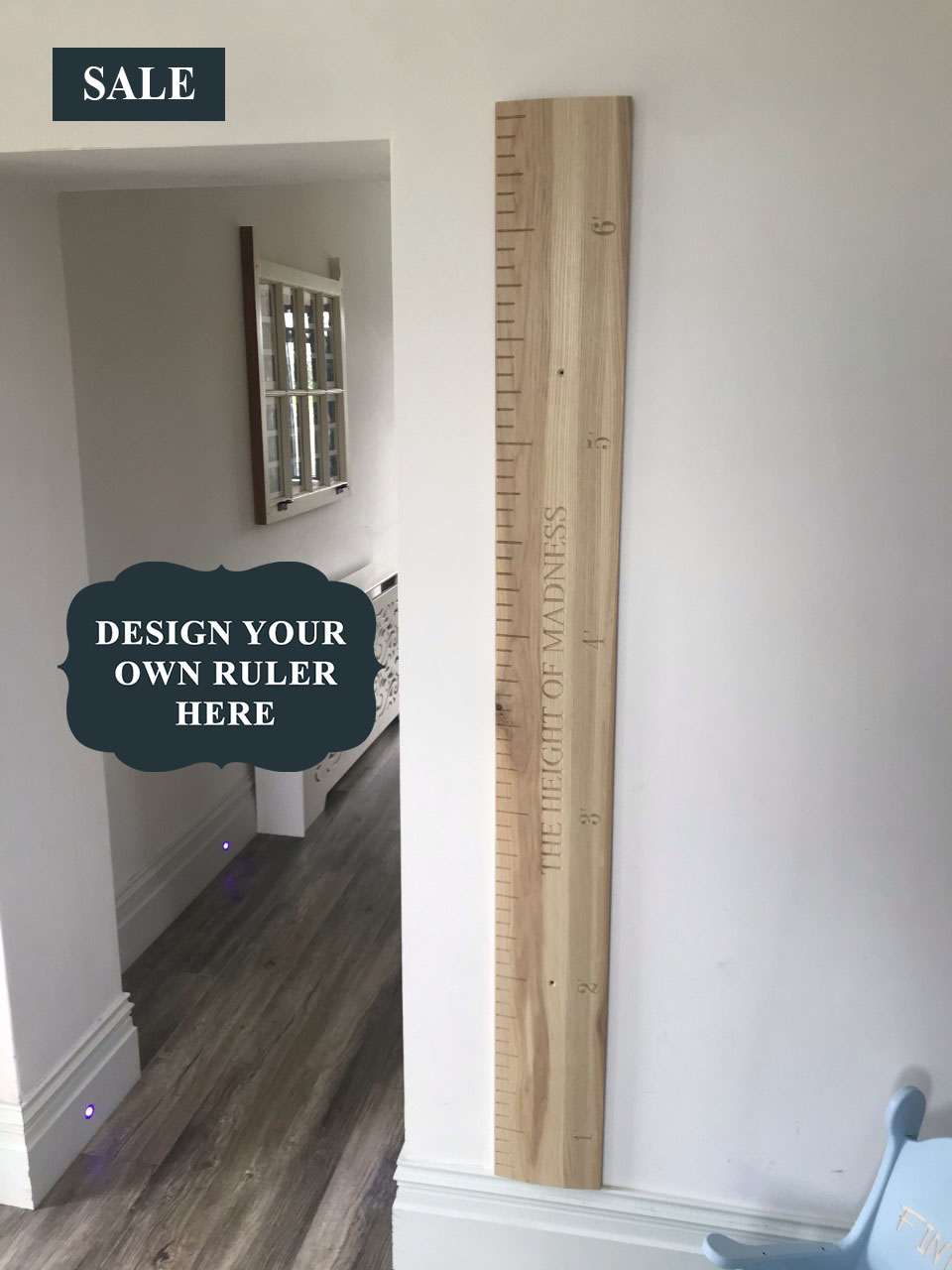 personalised wooden height ruler